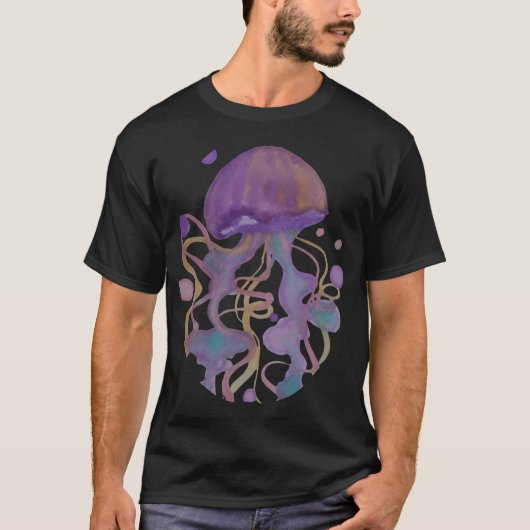 T-shirt Méduse aquarelle violette (Devant)