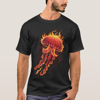 T-shirt Méduse Mignonne Kawaii En Feu