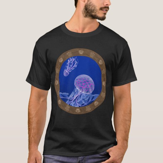 T-shirt Méduses dans le bleu profond (Devant)