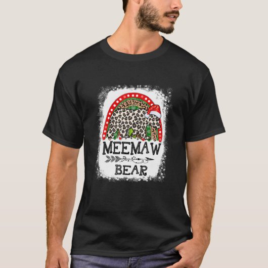 T-shirt Meemaw Bear Leopard Christmas Rainbow Pajama Match (Devant)