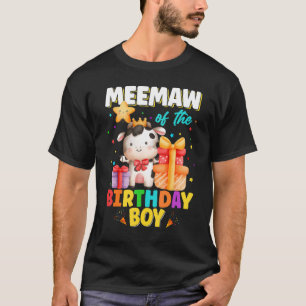 T-shirt Meemaw Of The Birthday Boy Cow Farm Animals Famill