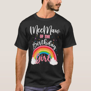 T-shirt Meemaw Of The Birthday Girl Rainbow Theme Famille 