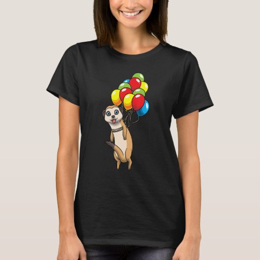 T-shirt Meerkat Accroché Sur Des Ballons Suricate African  (Devant)
