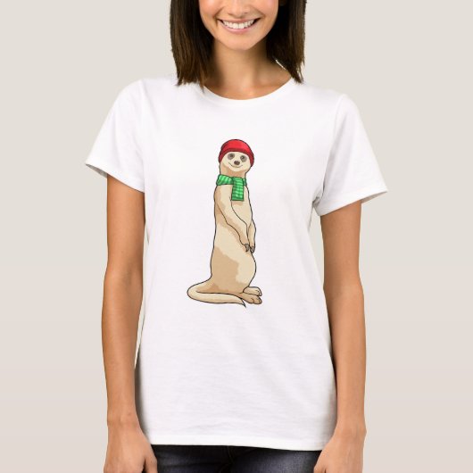 T-shirt Meerkat avec Casquette et Écharpe (Devant)