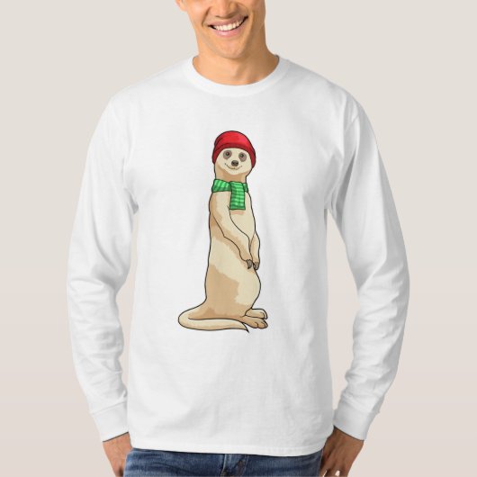 T-shirt Meerkat avec Casquette et Écharpe (Devant)