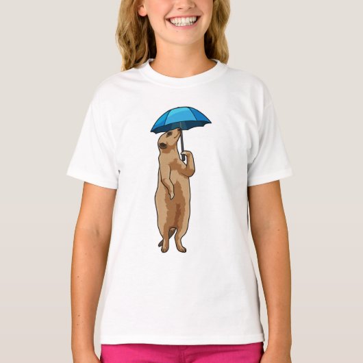 T-shirt Meerkat avec parapluie (Devant)