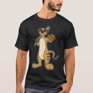 T-shirt Meerkat comme joueur de baseball avec batte de bas