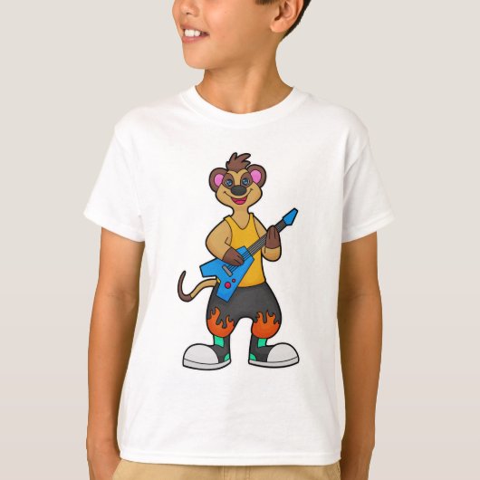 T-shirt Meerkat comme musicien avec guitare (Devant)