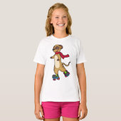 T-shirt Meerkat comme patineur avec patins à rouleaux (Devant entier)