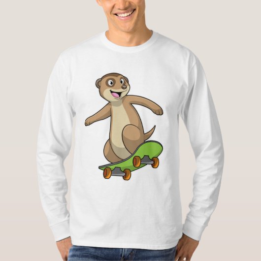 T-shirt Meerkat comme Patineur avec Skateboard (Devant)