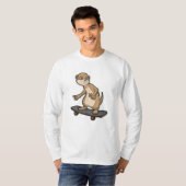 T-shirt Meerkat comme Patineur avec Skateboard (Devant entier)