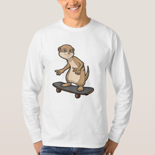 T-shirt Meerkat comme Patineur avec Skateboard (Devant)
