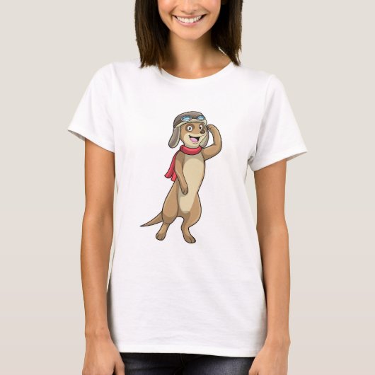 T-shirt Meerkat comme pilote avec casquette pilote (Devant)