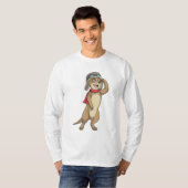 T-shirt Meerkat comme pilote avec casquette pilote (Devant entier)