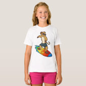 T-shirt Meerkat comme surfeur avec Surfer (Devant entier)