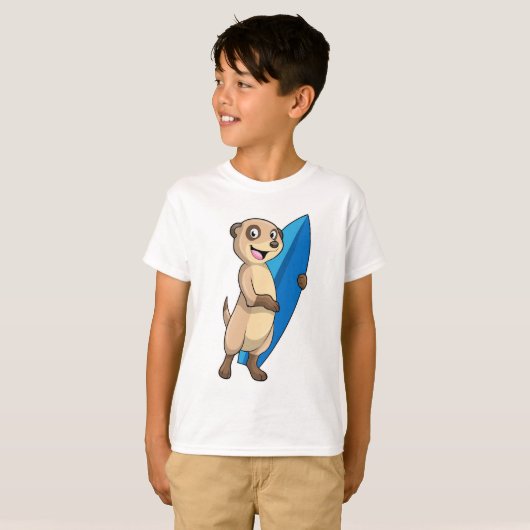 T-shirt Meerkat comme surfeur avec Surfer (Devant entier)