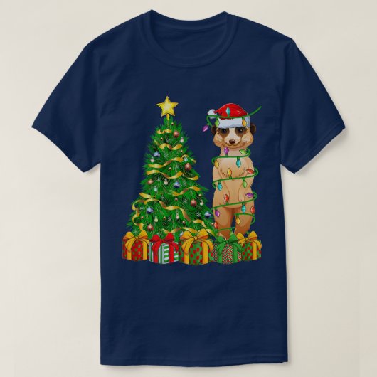 T-shirt Meerkat Éclairage Xmas Arbre Correspondance Meerka (Design devant)