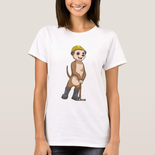 T-shirt Meerkat en tant que mineur avec Pickaxe (Devant)