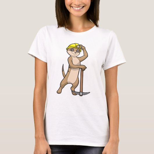 T-shirt Meerkat en tant que mineur avec Pickaxe (Devant)