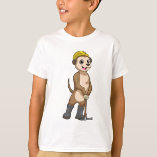 T-shirt Meerkat en tant que mineur avec Pickaxe