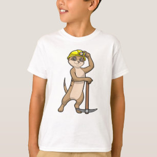 T-shirt Meerkat en tant que mineur avec Pickaxe