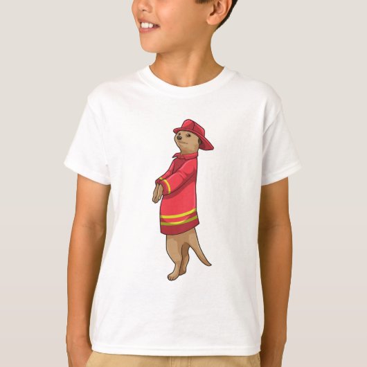 T-shirt Meerkat en tant que pompier avec casque (Devant)