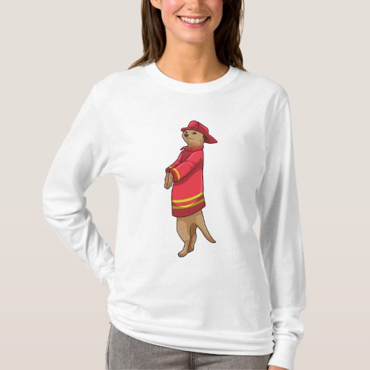 T-shirt Meerkat en tant que pompier avec casque (Devant)