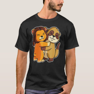 T-shirt Meerkat Et Lion Mignons Animaux Pour Femmes Animal