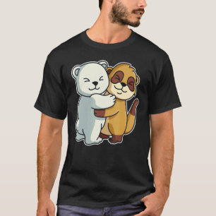 T-shirt Meerkat Et Ours Polaire Mignons Animaux Pour Femme
