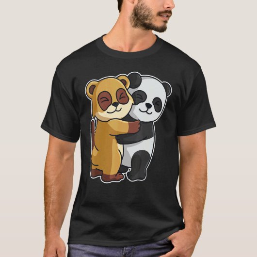 T-shirt Meerkat Et Panda Cute Animaux Pour Femmes Animal H (Devant)