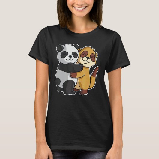 T-shirt Meerkat Et Panda Cute Animaux Pour Femmes Animal H (Devant)