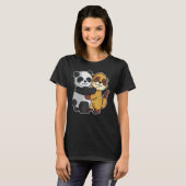 T-shirt Meerkat Et Panda Cute Animaux Pour Femmes Animal H (Devant entier)