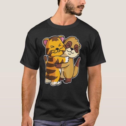 T-shirt Meerkat Et Tiger Mignonnes Animaux Pour Femmes Ani (Devant)