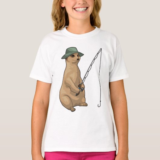 T-shirt Meerkat Fishing Fisher (Devant)