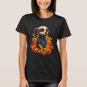 T-shirt Meerkat Fleurs Animales Animaux Motif Meerkat