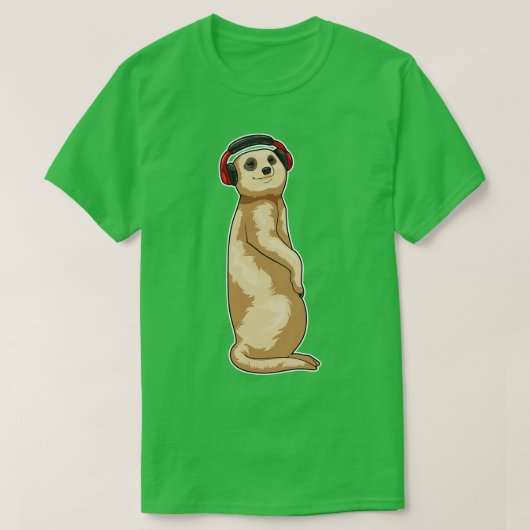T-shirt Meerkat Headphone Music 1 (Design devant)