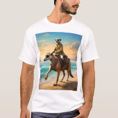 T-shirt Meerkat Jockey Sur Un Cheval Meerkat, (Devant)