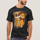 T-shirt Meerkat & Lion Hug Cute Zoo Animaux Pour Femmes Cu (Devant)