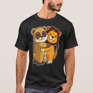 T-shirt Meerkat & Lion Hug Cute Zoo Animaux Pour Femmes Cu