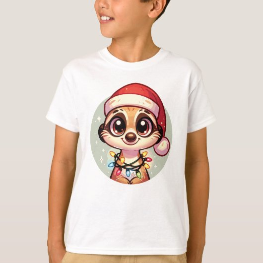 T-shirt Meerkat Merry Noël Animaux d'hiver Meerkats (Devant)