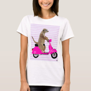 T-shirt Meerkat sur le rose a broyé du noir 2