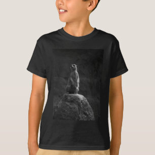 T-shirt Meerkat Sur Un Rocher Amateurs De Nature Noir Et B
