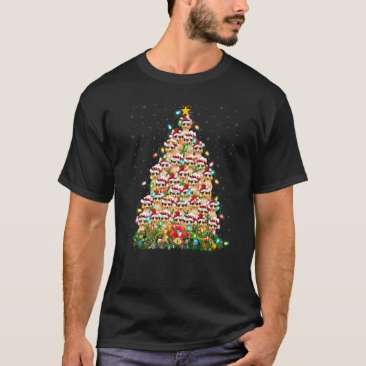 T-shirt Meerkat Xmas Lumières Père Noël Meerkat Arbre de N (Devant)