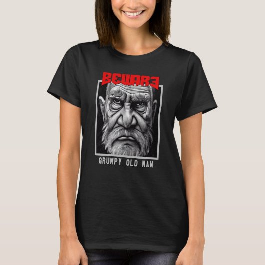 T-shirt Méfiez-vous Achtung Grumpy Old Man Bad of Maunders (Devant)