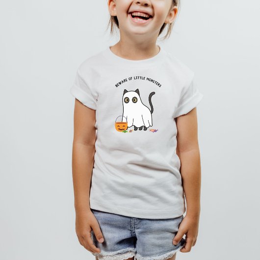 T-shirt Méfiez-vous des petits monstres Fantôme de chat no