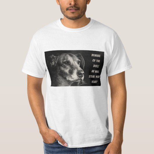 T-shirt Méfiez-vous du chien, photo de l'animal de compagn (Devant)