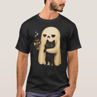 T-shirt Meh Chat Fantôme Chat Noir Épouvantable Drôle d'Ha