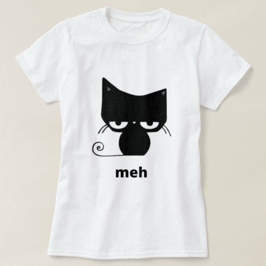 T-shirt Meh Chat noir drôle (Design devant)