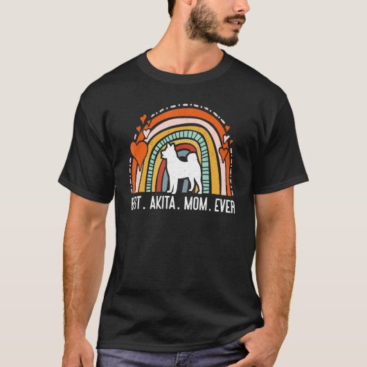 T-shirt Meilleur Akita Maman Ever Rainbow Chien Maman Amer (Devant)