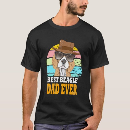 T-shirt Meilleur Beagle Papa Jamais Chiens Retro Lunettes (Devant)